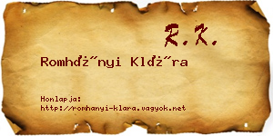 Romhányi Klára névjegykártya